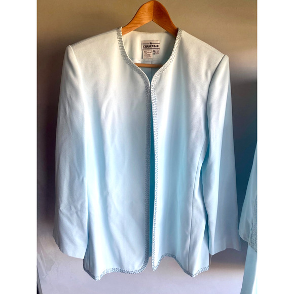 Chantelle Suit 3 Piece Suit 14P Powder Blue with Embellishment NWT - Picture 3 of 13